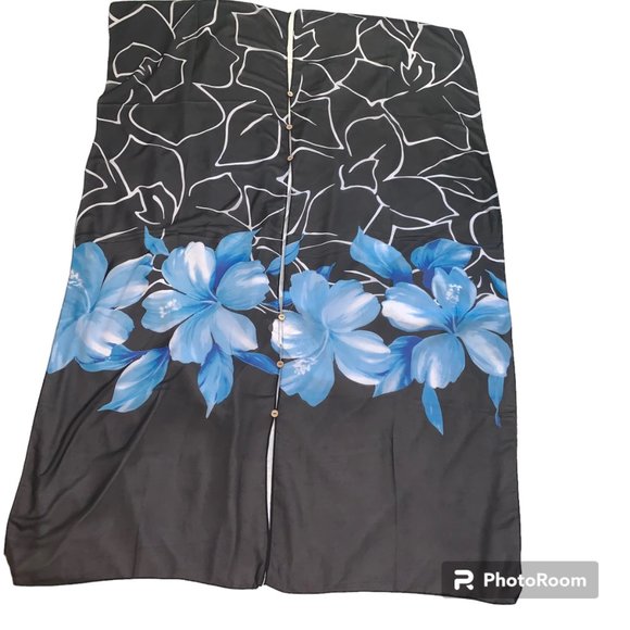 BABA HAWAII Women Blue Floral and Sheer Black Top Cover Up - Picture 9 of 9